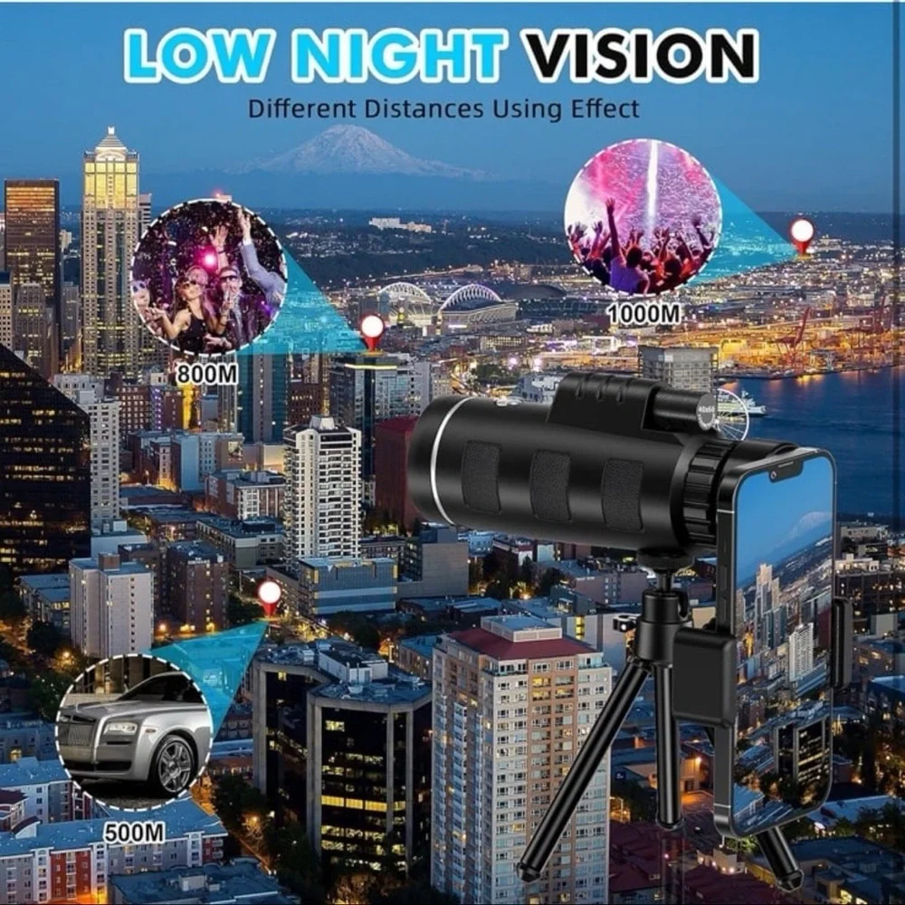 Black and Green Monocular Telescope with Smartphone Adapter